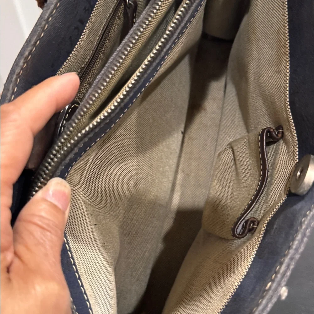 Dooney & Bourke Black Tote with Brown leather Straps
